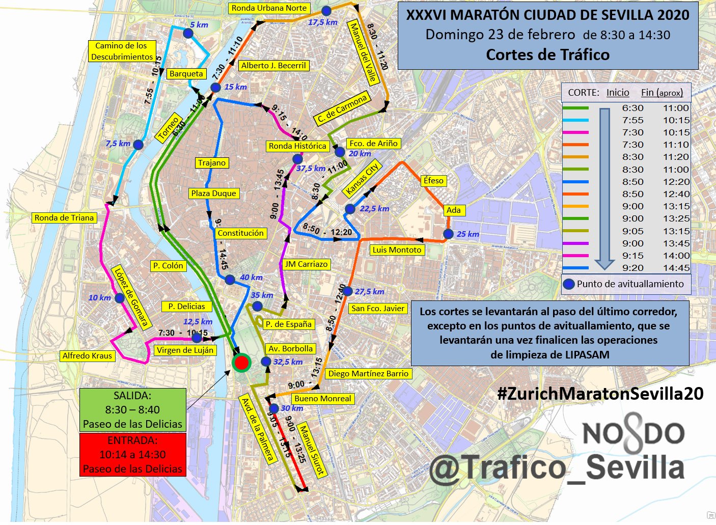 En este momento estás viendo Comienzan los cortes al tráfico por la celebración del Zurich Maratón de Sevilla 2020